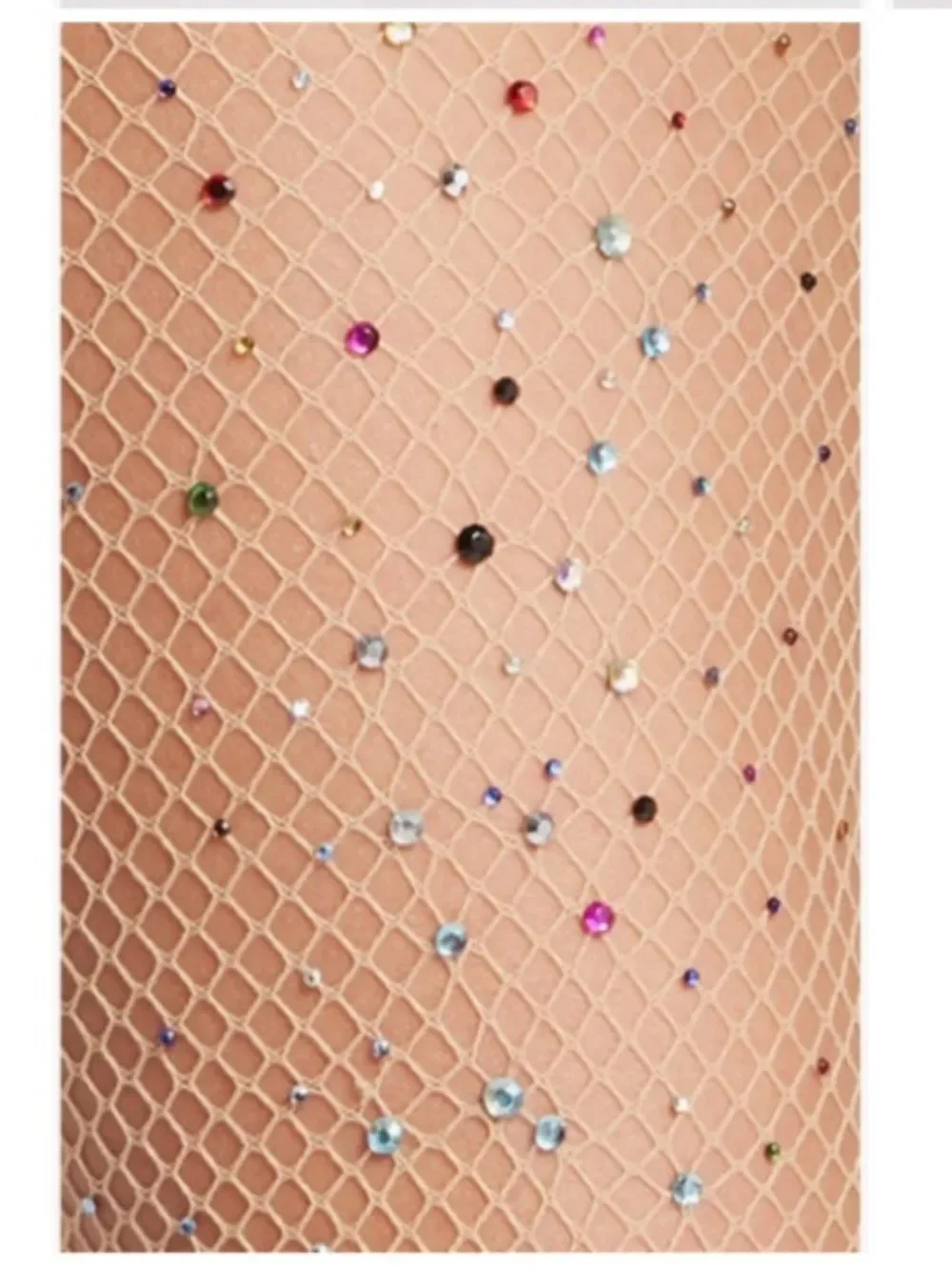 HIGH HEEL JUNGLE Glitter Fishnet Tights, Nude, One Size, NWT Sealed
